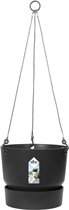 Elho Greenville Hangschaal 24 - Hangpot voor Buiten - 100% Gerecycled Plastic - Ø 23.5 x H 20.5 cm - Living Black