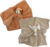 Knuffeldoekjes - Hond & Olifant - Doudou - 2 stuks - 35 x 35 cm