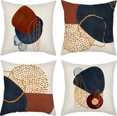 Geometrisch Patroon Kussenslopen Set - 4 stuks - Multikleur - 45cm x 45cm - decoratieve kussens - geometrie - zitkussen - sofakussen - sierkussen voor bank slaapkamer