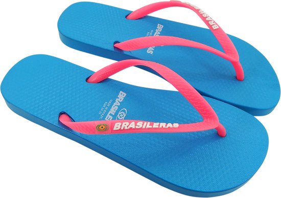 Brasileras Slippers dames- Blauw roze- 34/35