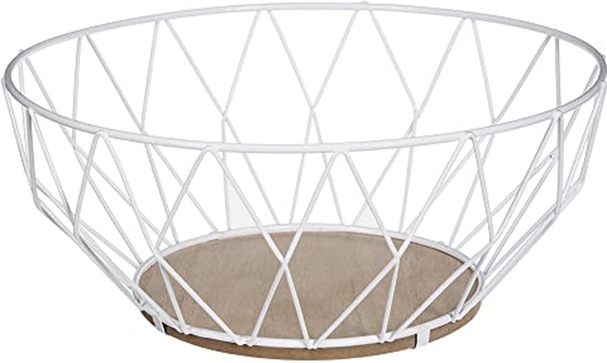 5five Metalen fruitmand - 28 cm, wit
