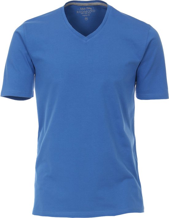 Redmond regular fit T-shirt - korte mouw V-hals - blauw - Maat: XL