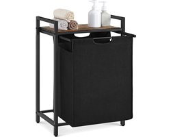 Vasagle - Wasmand met plank - 65 liter - 50 x 33 x 72 cm - in vintage bruin-zwart