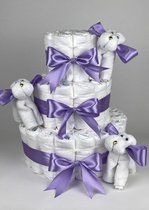 Chouette-Chouette | Luiertaart Meisje | Kraamcadeau | Geboorte Meisje | Babyshower | Hondjes Paars