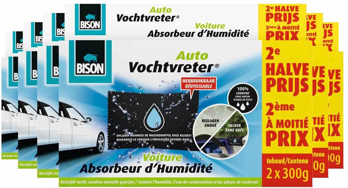 Bol.com Bison Vochtvreter Auto - 6 x 2 x 300 gr - Voordeelverpakking aanbieding