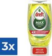 Dreft Max Power Afwasmiddel Lemon 370 ml - Voordeelverpakking 3 stuks