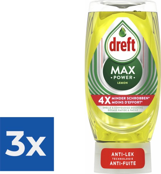 Dreft Max Power Afwasmiddel Lemon 370 ml - Voordeelverpakking 3 stuks