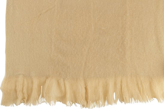 J-Line Plaid franje - polyester - beige - 180 x 130 cm - woonaccessoires