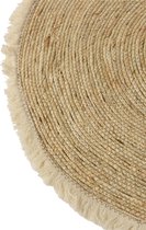 J-Line Kwastjesband mat - vloerkleed - bamboe - beige/wit - woonaccessoires