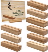 Pakket van 10 houten fotohouders / kaarthouders zijn functioneel en veelzijdig, de bamboe tafelkaarthouders zijn decoratief en staan stevig, plaatskaarthouders.