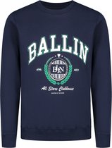 Ballin Amsterdam - Jongens Slim fit Sweaters Crewneck LS - Navy - Maat 6