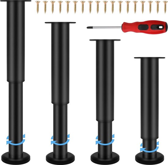 Meubelpoten zwart en goud, bankpoten set van 4 verstelbaar, stoelpoten vervanging zilver, meubel DIY poten, zware metalen meubelpoten, voor bank, bed, fauteuil, kast