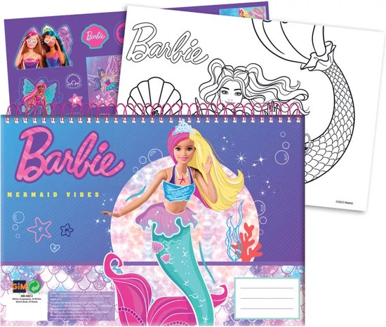 Carnet de croquis Barbie Sirène A4 avec Autocollants - Livre de