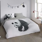 Pure Dekbedovertrek "panda" - Grijs - (200x200/220 cm) - Microfiber