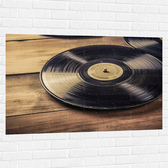 Foto: Muursticker plaat muziek oud 120x80 cm foto op muursticker