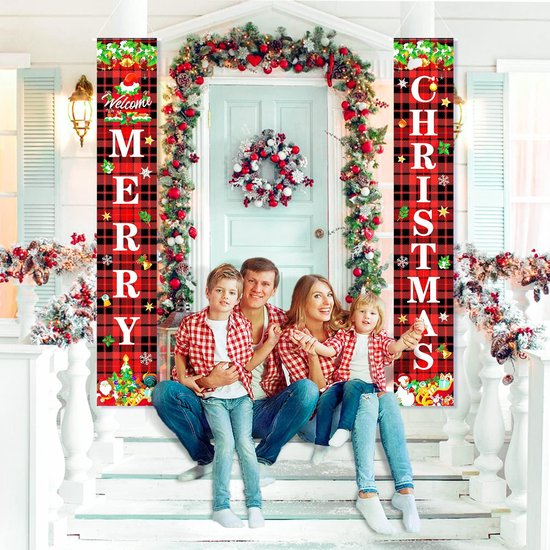 Kerstdeurbedekking, decoratie, deurbedekking met kerstman, hangende banner, Kerstmis, achtergrondbanner voor deur, achtergrond voor fotocabine, rekwisieten voor huisdeur, kerstdecoraties
