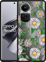 Cazy Hoesje Zwart geschikt voor Oppo Reno10 Pro 5G Madeliefjes