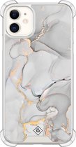 Casimoda® hoesje - Geschikt voor iPhone 11 - Marmer Grijs - Shockproof case - Extra sterk - Siliconen/TPU - Grijs, Transparant