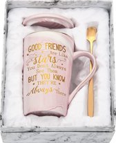 Keramische mok cadeau verjaardag vriendschap gepersonaliseerd voor beste vriend - goede vrienden zijn als sterren - roze mok van 400 ml