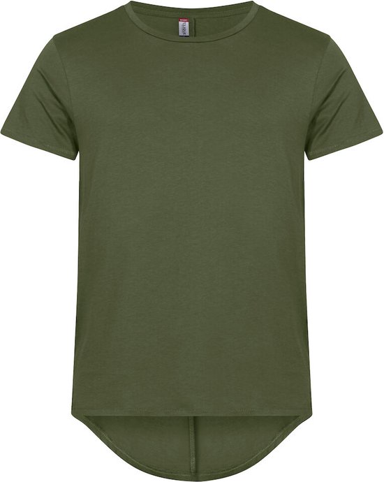 Clique 2 Pack Heren T-shirt met verlengd rugpand kleur Leger groen maat XL