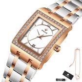 WWOOR - Horloge Dames - Cadeau voor Vrouw - 34 mm - Zilver Rosé Wit