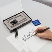 Set de stylo plume de calligraphie avec 6 plumes, Cartouches et adaptateur d'encre (14 pièces) – Stylo plume d'écriture à encre bleue – Cadeau parfait pour les débutants et les experts