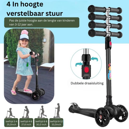 Trottinette tricycle pour enfants avec éclairage LED pour Filles et  Garçons, guidon... | bol