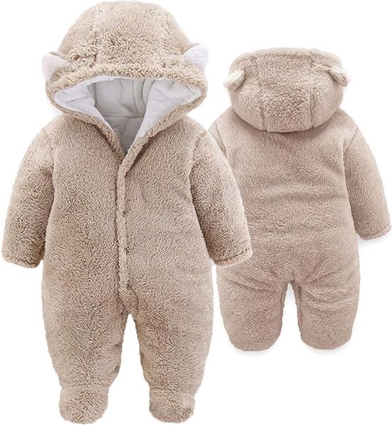 SHOPFINO baby jas - babykleding - winterjas baby - teddy jas - kinderkleding jongens en meisjes - zacht en warm - unisex - beige - 6 tot 9 maanden - newborn