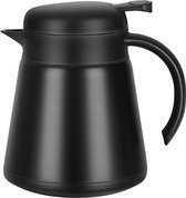 Thermoskan, 0,8 l, 304 roestvrij staal, dubbelwandige vacuüm-geïsoleerde koffiepot, koffiepot, koffie-thermoskan, sap/melk/thee-isolatiepan (zwart)