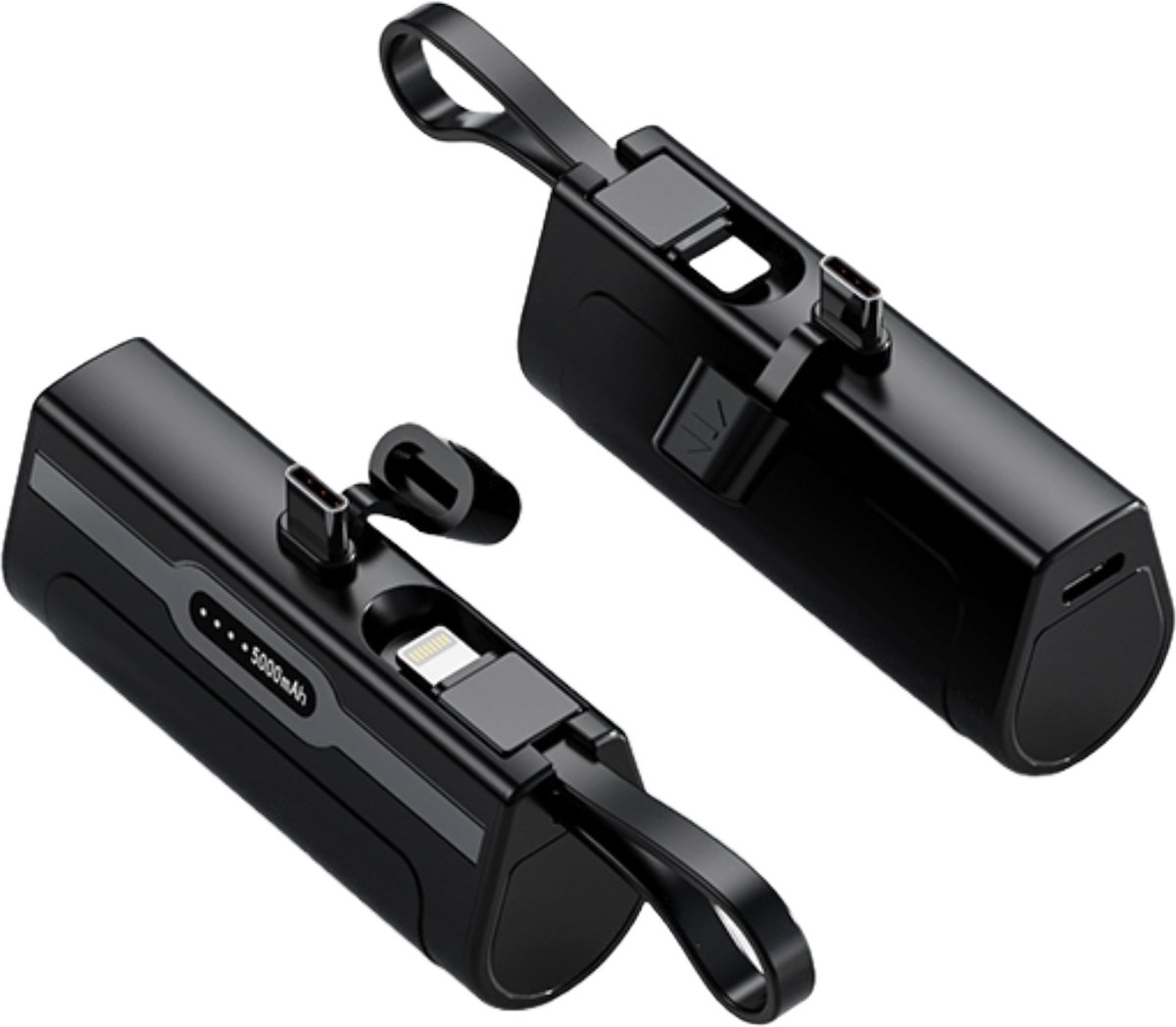 Phreeze Mini Powerbank 5000 mAh USB C - 3 in 1 Snellader - Ingebouwde iPhone Oplader Kabel - Geschikt voor iPhone 15 Pro max, S24 Ultra, Pixel 8 , A54 , A74 , A14 , Z Fold Flip 5
