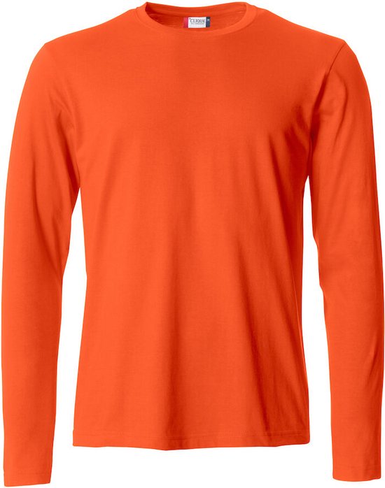 Clique lichtgewicht T-shirt met lange mouwen Diep-oranje maat XS