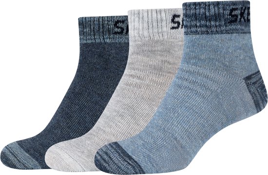 Skechers 3PPK Boys Mesh Ventilation Quarter Socks SK42025-5300, voor een jongen, Veelkleurig, Sokken, maat: 27-30