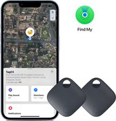 Smarttag Bluetooth-sleutelzoeker 2 Stuks, geschikt voor iOS "Zoek Mijn", Bluetooth-tracker Global Tracking voor koffers, portemonnee, huisdieren, sleutels, ouderen, kinderen - Zwart