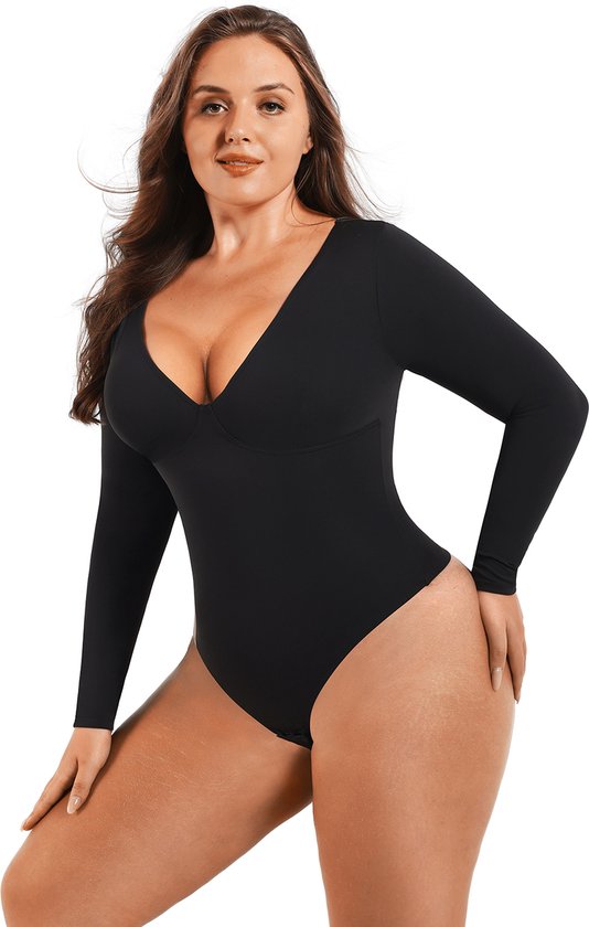 SHAPERX Body Dames Bodysuit Hoge Elasticiteit Korte/Lange Mouwen Top