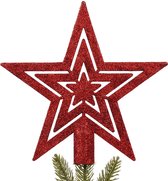 Rode ster voor in de kerstboom, glanzende punt 20 cm