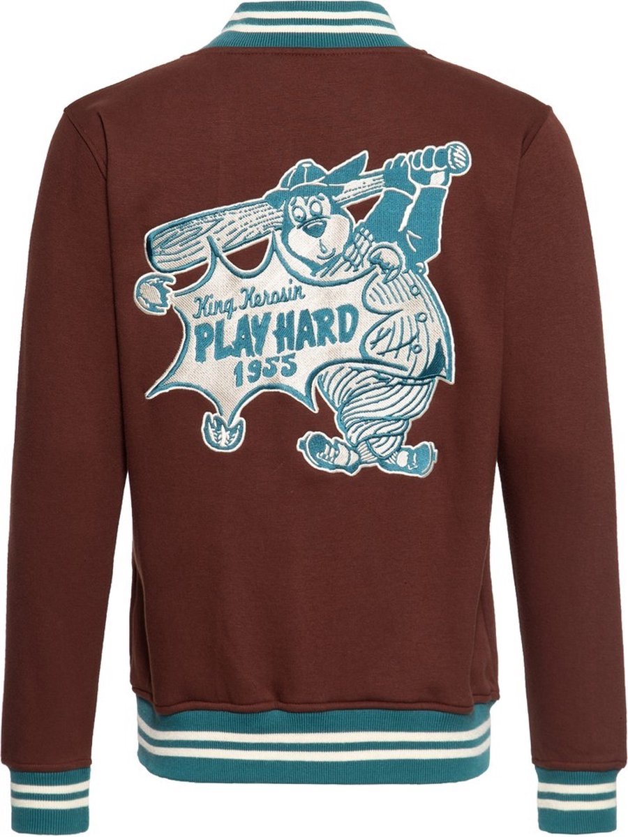 King Kerosin Play Hard College Sweat Jacke Brown-5XL
