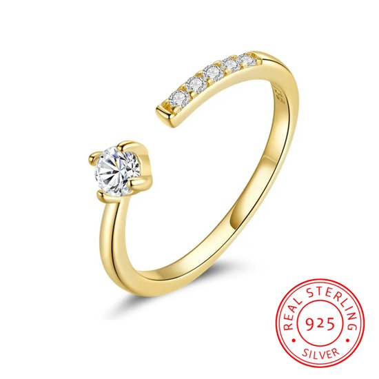 Borasi Klassieke 18K Gold Plated Ring | 925 Zilver | Goud Kleurig | Ring | Elegant | Zirkonia | Vrouwen Cadeau | Moederdag | Moederdag cadeau | Moederdag Cadeautje