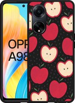 Cazy Hoesje Zwart geschikt voor Oppo A98 5G Appels