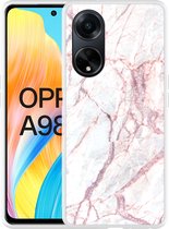 Cazy Hoesje geschikt voor Oppo A98 5G White Pink Marble