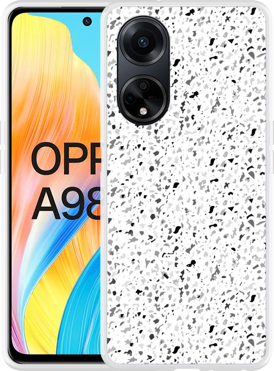 HONLEN Custodia per OPPO A98 5G (6.7 Inches), Cover Morbida in Silicone TPU, Design del Telaio Galvanico - Bianco