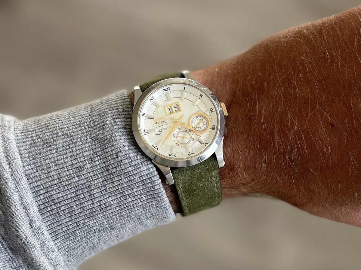 22mm Premium Suede watch strap Green - suède horloge band groen met quick release trekkers