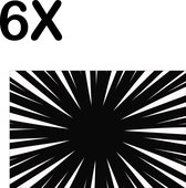 BWK Textiele Placemat - Zwart met Witte Ontploffing Illustratie - Set van 6 Placemats - 45x30 cm - Polyester Stof - Afneembaar