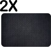 BWK Stevige Placemat - Zwarte Traanplaat - Metalen Textuur - Set van 2 Placemats - 45x30 cm - 1 mm dik Polystyreen - Afneembaar