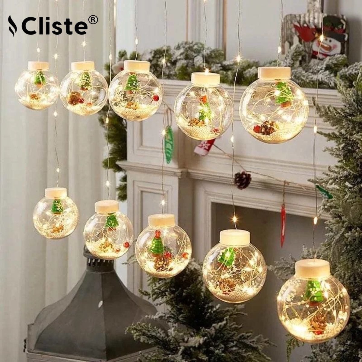 Christmas 3m LED Kerstverlichting met Ronde en Kerstman en vriendjes - Met afstandsbediening - Feestelijke Decoratie voor de Feestdagen - Voor binnen - Kerst - Kerststerren - feest licht gordijn - Warm wit licht