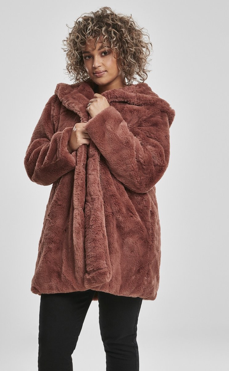 Urban Classics Hooded Teddy Winterjas S Roze