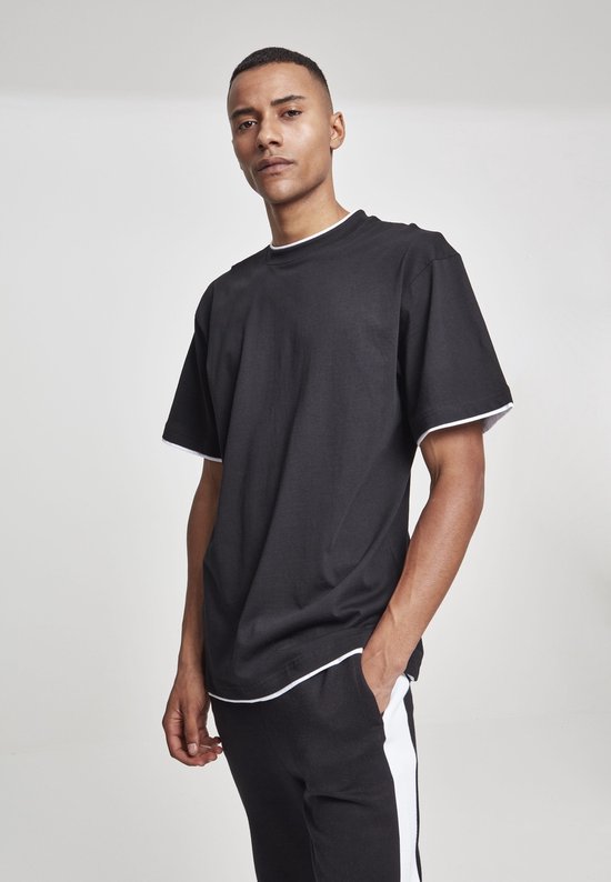 Urban Classics - Contrast Tall Heren T-shirt - 6XL - Zwart/Wit
