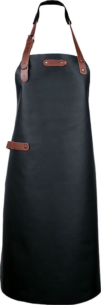 Xapron - Bovine Schort met Nekband Large Leer - Leer - Zwart