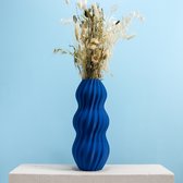 Slimprint Vaas AQUA, Kobaltblauw, Vaas voor Droogbloemen, 16,8 x 40 cm, Gerecycled Kunststof