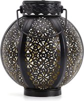 Bol.com Tafellamp buiten - Zwart - Solar tuinverlichting - Lampion- Buitenamp met sensor - Buitenverlichting zonne energie - Tui... aanbieding