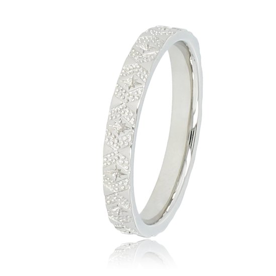My Bendel - Zilverkleurige ring met sterretjes - Zilverkleurige ring met sterretjes - Met luxe cadeauverpakking